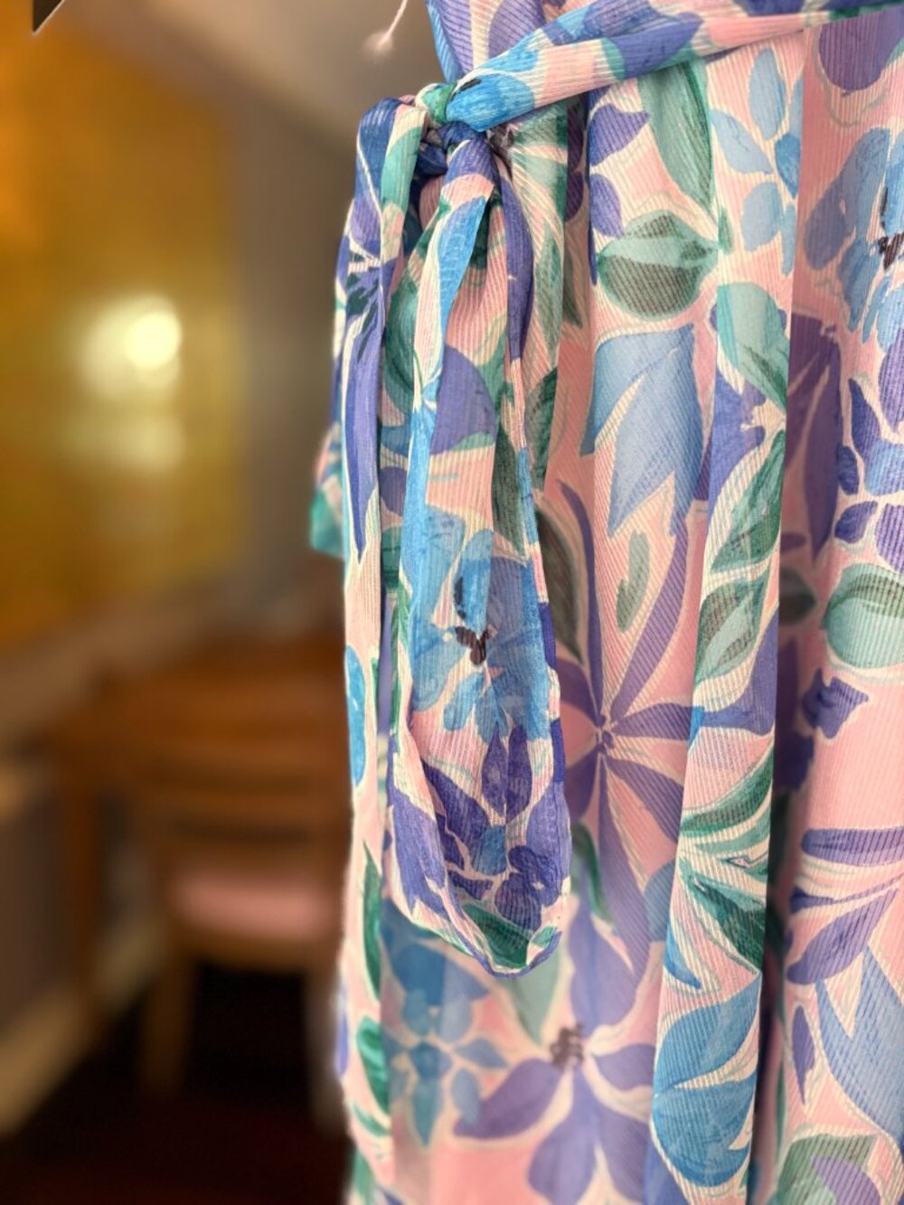 NWT (Other) Tahari Shadow-Striped Floral Print Belted Mini/Midi Dress. Size 4 - Picture 8 of 16